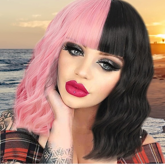 Half Black And Half Pink Hair